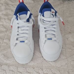 NEW Women's Puma White and Blue Platform Sneakers